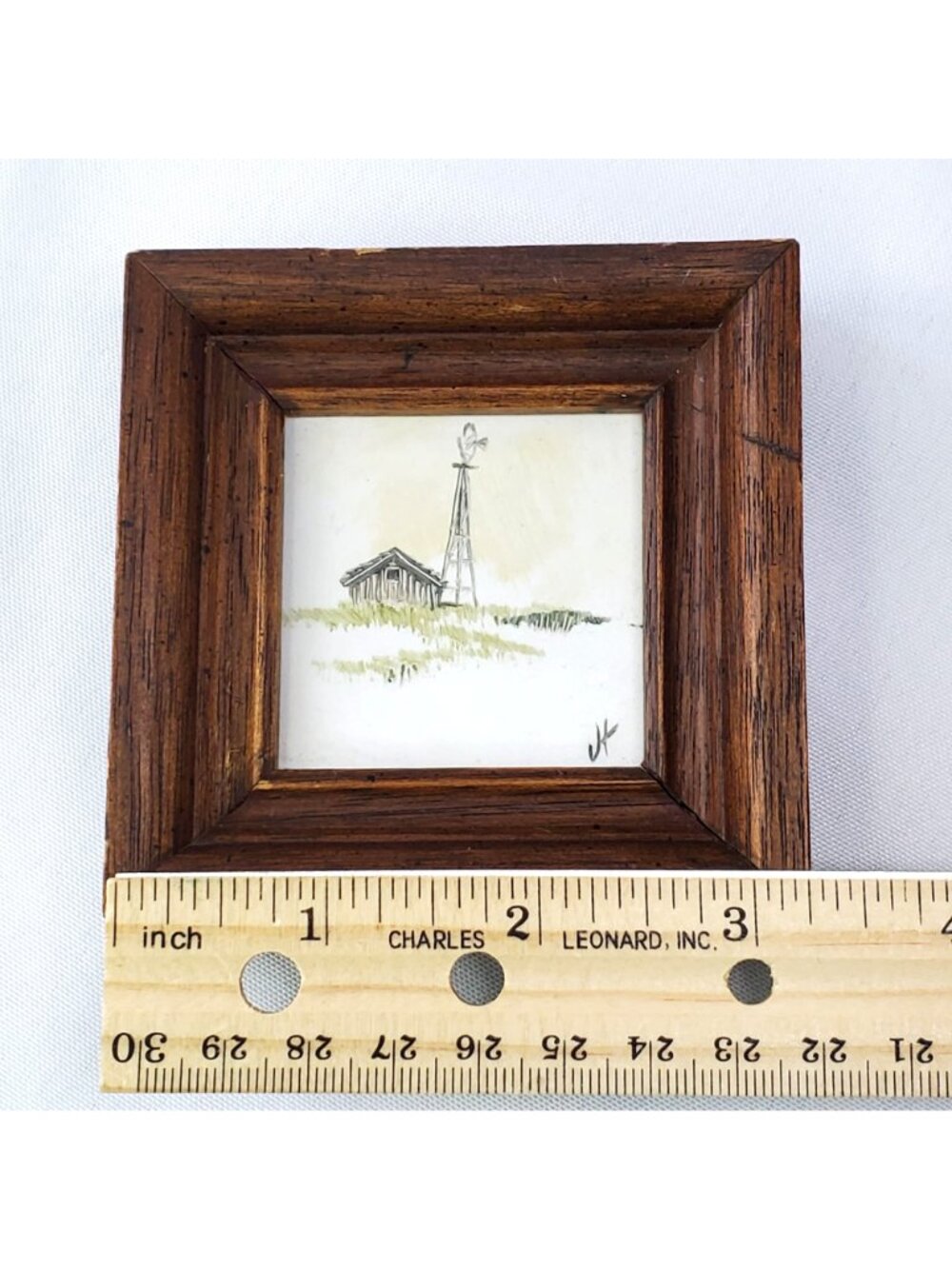 Miniature Tile Paintings By Joyce Minot, ND Rustic Wood Frames Farmhouse Country - Picture 8 of 13